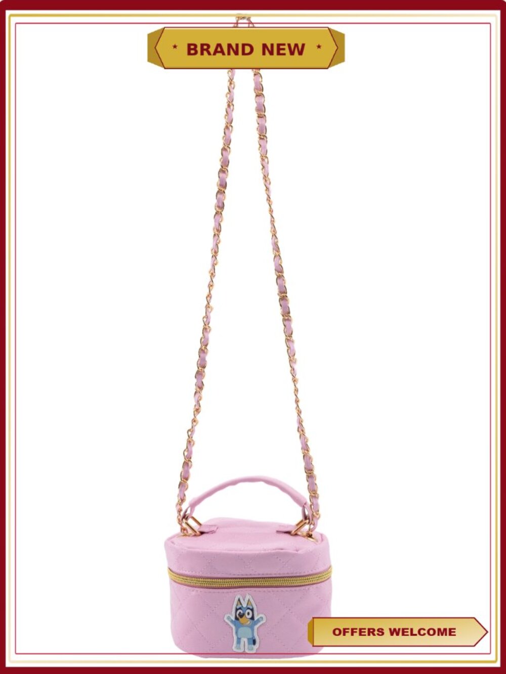 Girls Bluey Crossbody Bag - Detachable Strap Zip Closure Kids Purse